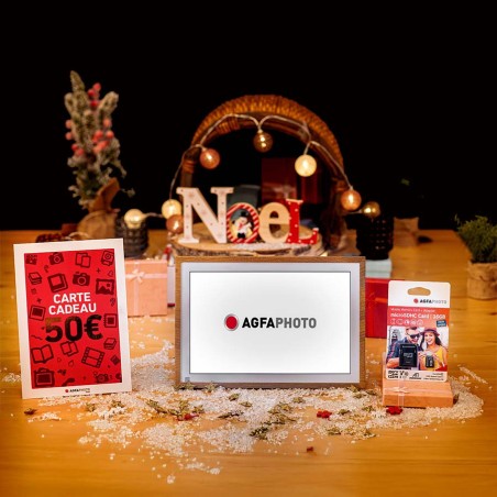 Weihnachtsgeschenk-Set: AgfaPhoto Realiview APF1000WiFi Digitaler WLAN-Bilderrahmen, SD-Karte & 50 € Fotogeschenkkarte