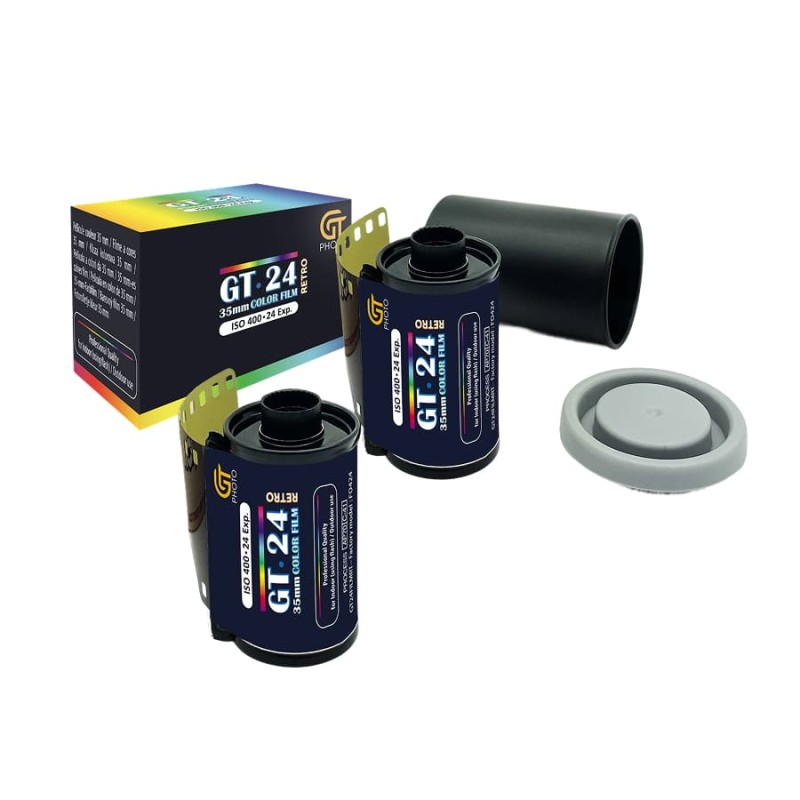 Pack Cámara Analógica Reutilizable Negra + 2 Películas de Color 24 Exposiciones