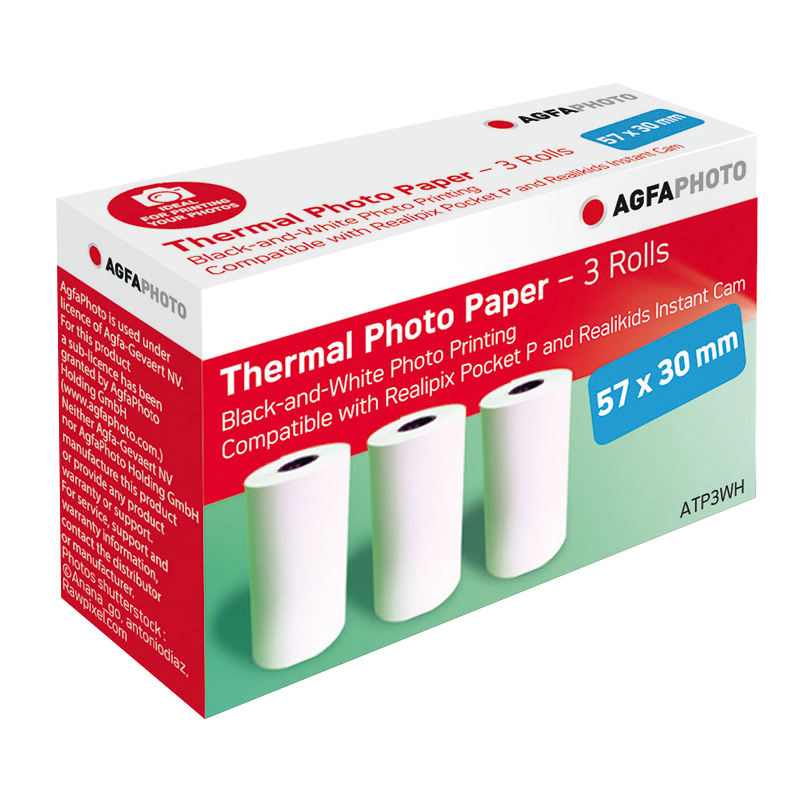 Thermodruckerpatrone - AgfaPhoto ATP3WH - 3 Rollen Papier