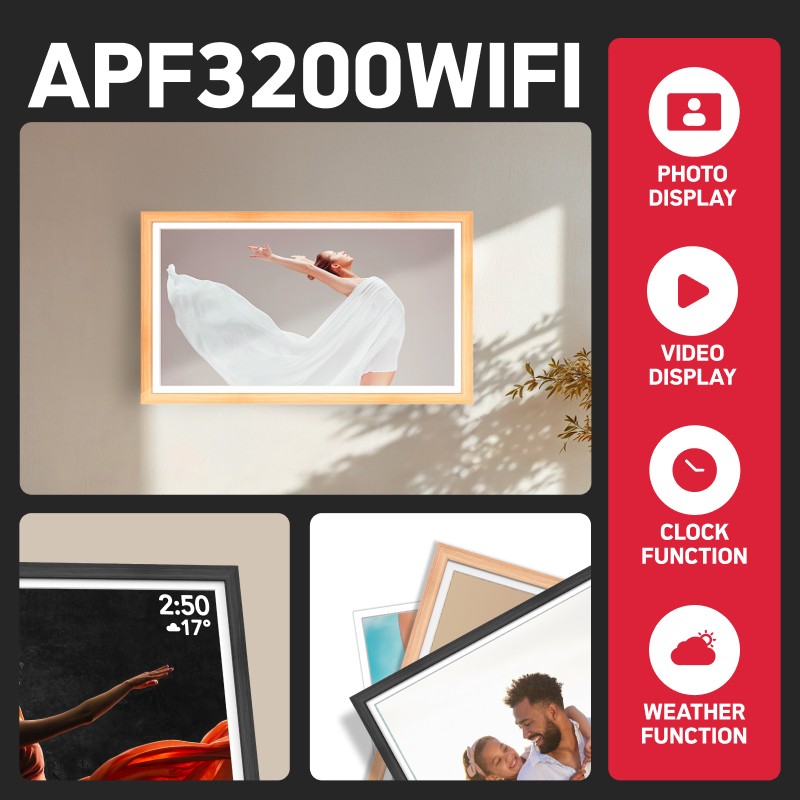 Marco de Fotos Digital Conectado – Agfaphoto Realiview APF3200 WIFI – 32” Full HD