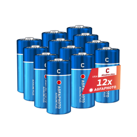 Pack de 12 Piles Alcalines Haute Capacité - Baby C - LR14