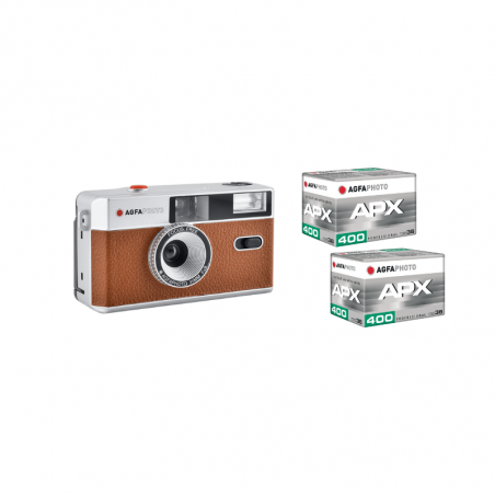 Pack Appareil Photo Argentique Marron + 2 Pellicules APX 400