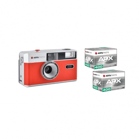 Pack Appareil Photo Argentique Rouge + 2 Pellicules APX 400