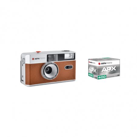 Pack Appareil Photo Argentique Marron + 1 Pellicule APX 400