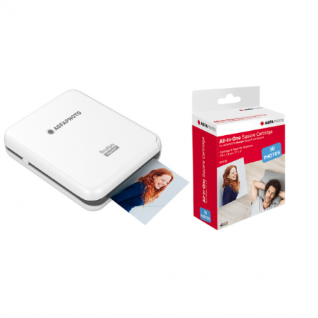 AgfaPhoto Pack Imprimante Realipix SQUARE P Blanc + 30 photos