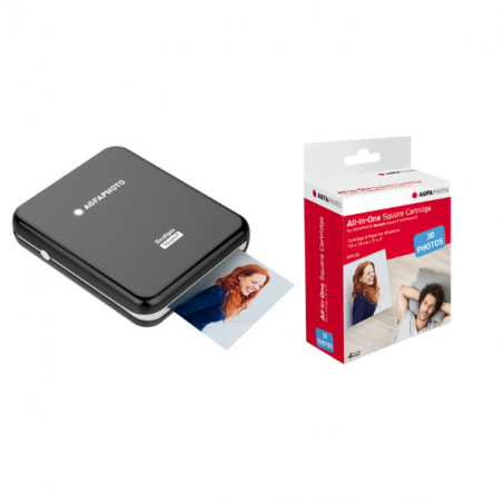 AgfaPhoto Pack Imprimante Realipix SQUARE P Noir + 30 photos