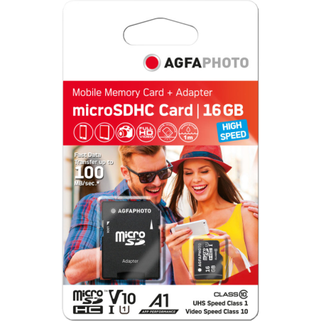 Carte SD Appareil Photo - AgfaPhoto Carte mémoire Micro SDHC 16 Go - CLASS 10